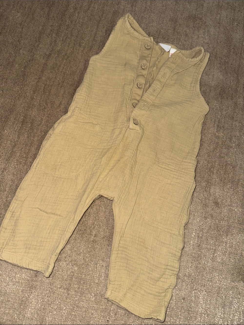 9-12M Zara Cotton Gauze Romper - Tan